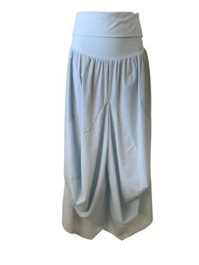 For Movement. Light Blue Harem Dropped Crotch Pants With Wide Waistband & Draped